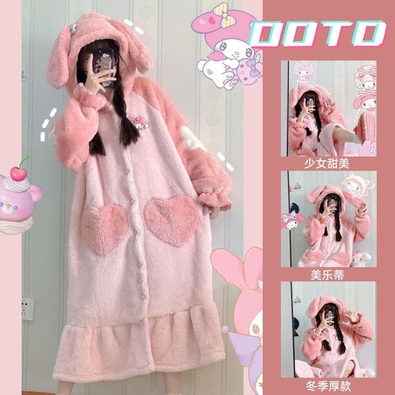 Cute bathrobe, coral velvet pijama, winter flannel skirt, internet celebrity, increased thickness, 2025 years