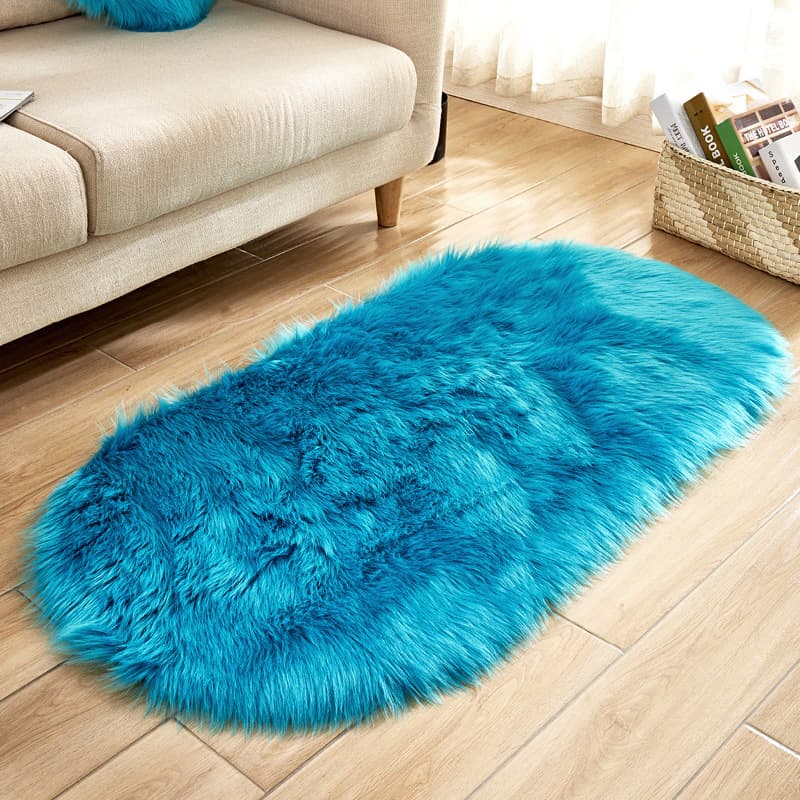Manufacturers supply imitation wool carpet oval long plush carpet coffee table living room bedroom bedside blade bay window 4
