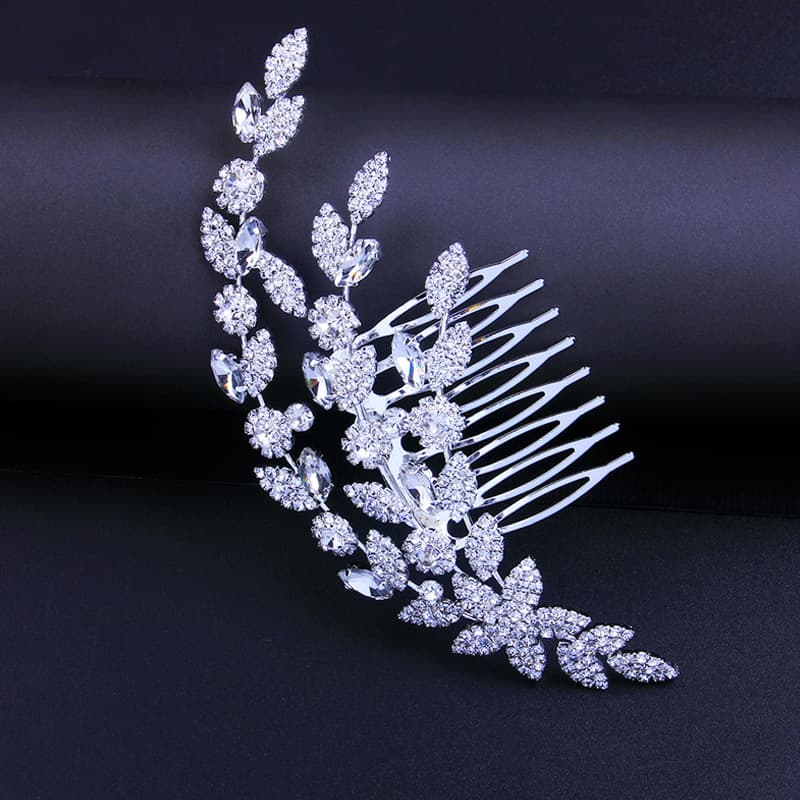 Leaf Rhinestone Hair Comb & Flower Hair Clip 3