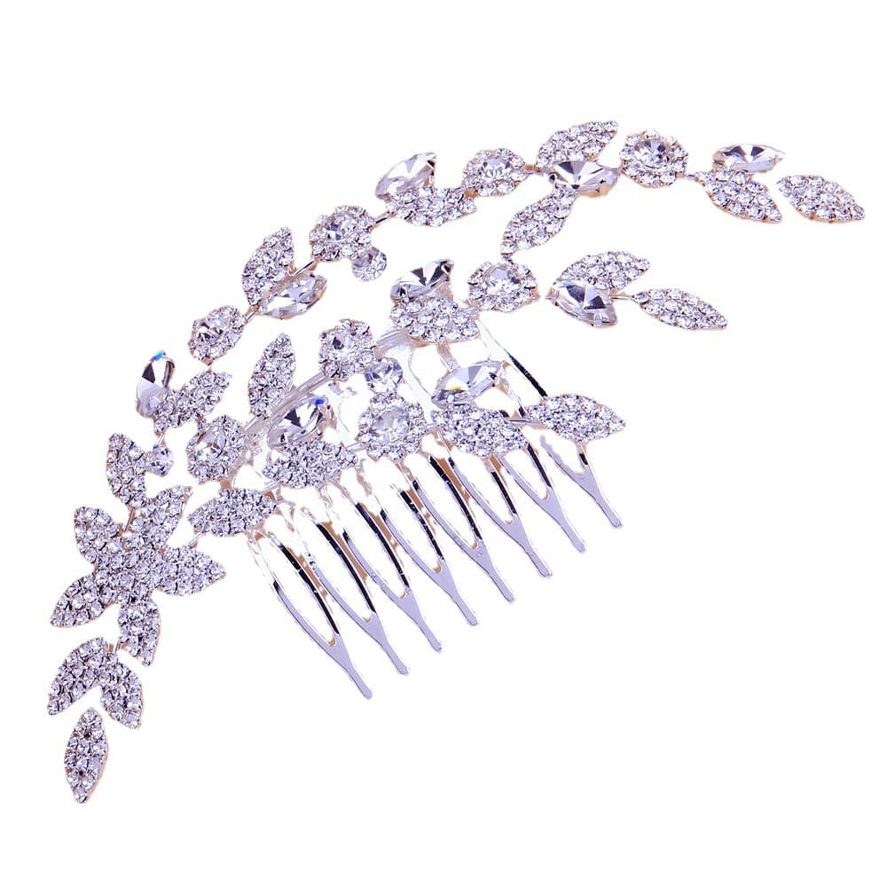 Leaf Rhinestone Hair Comb & Flower Hair Clip 5