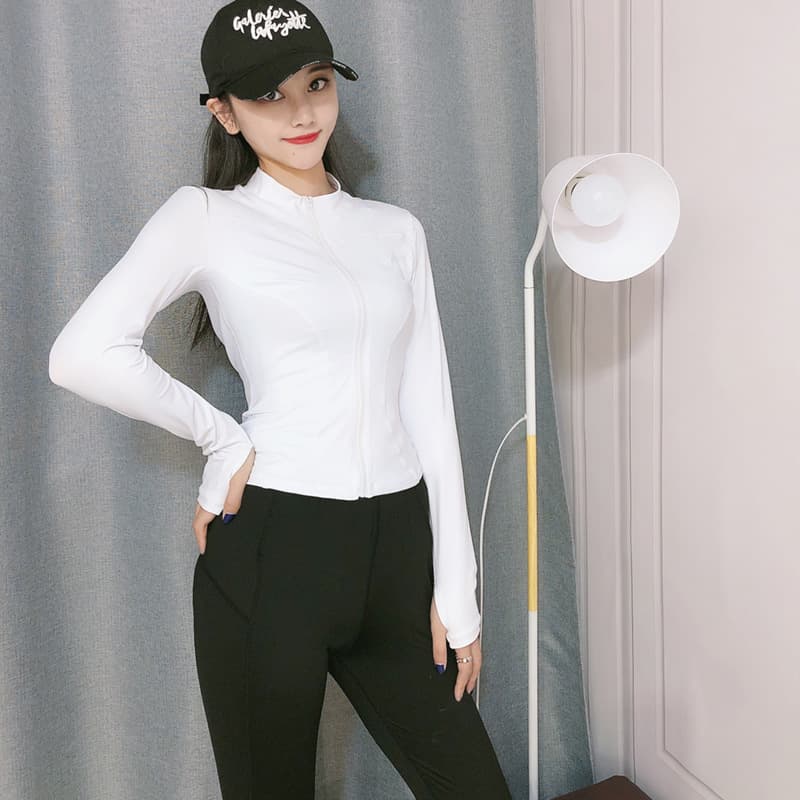 Sports jacket, yoga clothing, long-sleeve with zipper, quick dry cardigan for gym, tight, for running 2