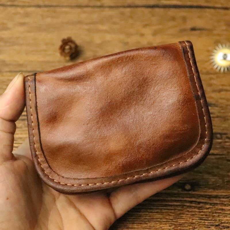 Leather wallet, retro small card holder, small bag, shoulder bag for driver's license 4
