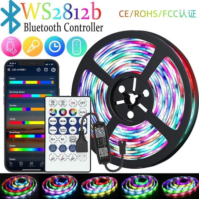 Cross-border hot selling 5V5050RGB magic light with desktop color changing ws2812b horse racing breathing light with gradient flowing water 1