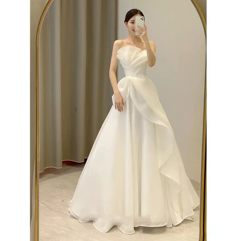 Tube top, summer wedding dress for bride, french style, lace dress 3
