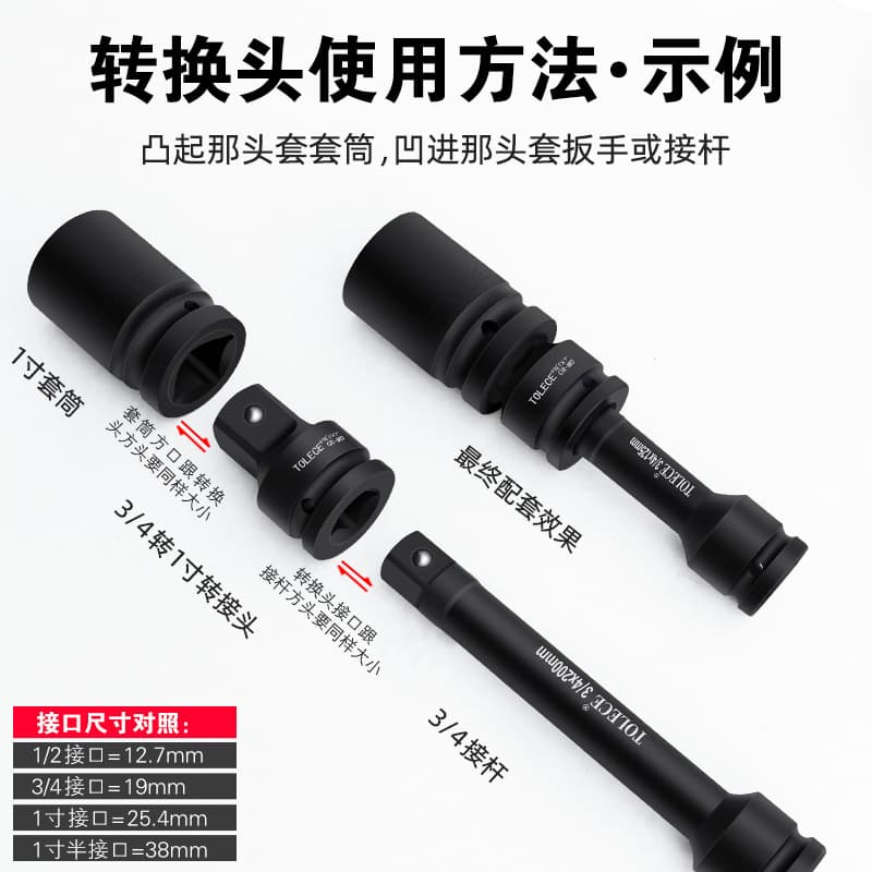 The pneumatic air cannon sleeve converts the 3/4 ride 1/2 transition square -to -hood, 1 -inch electric wound charter rotor rotor 4