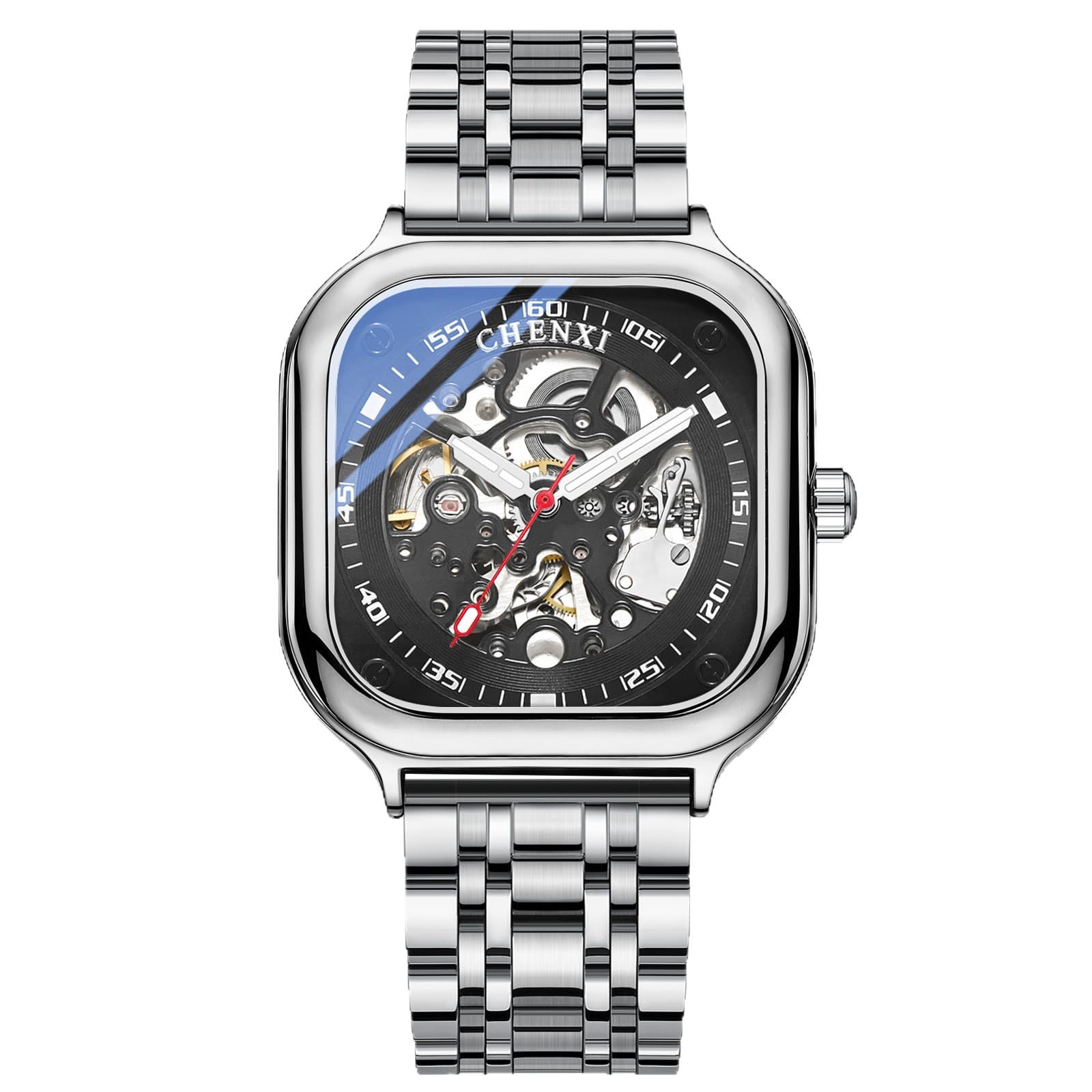 Men's square fashionable mechanical waterproof mechanical watch, men's watch, fully automatic 5