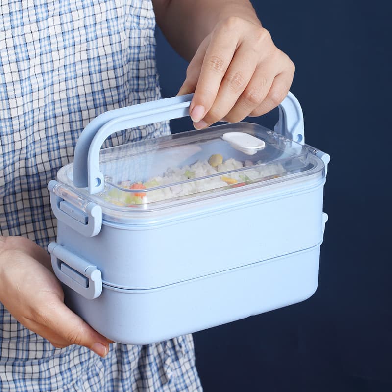 Two -layer lunch box convenient separation lunch box office workers can heal microwave furnace heating bento box female student breakfast box set 1