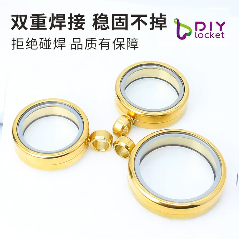Stainless Steel Circular Thangka Gau Box Pendant with Transparent Opening (1.5-2.0mm) 2