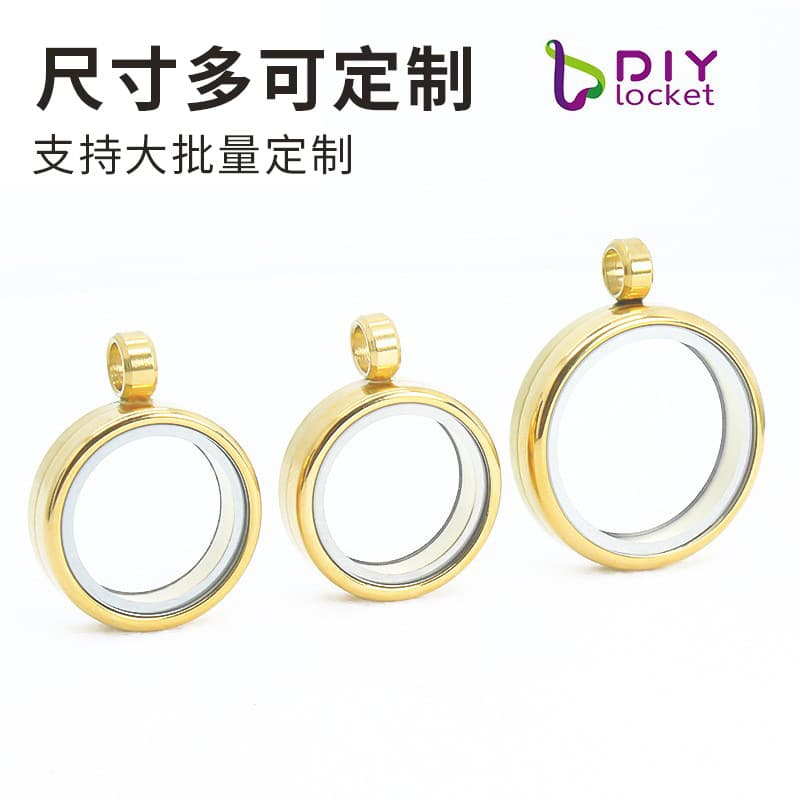 Stainless Steel Circular Thangka Gau Box Pendant with Transparent Opening (1.5-2.0mm) 4