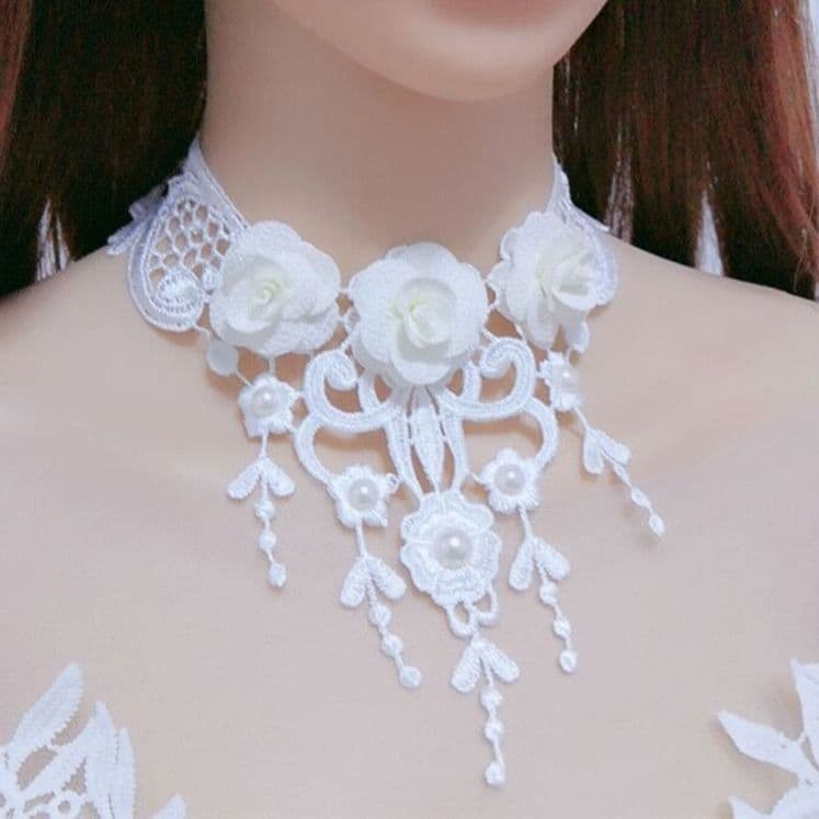 White accessory, necklace, choker, chain for key bag  with tassels, European style 2