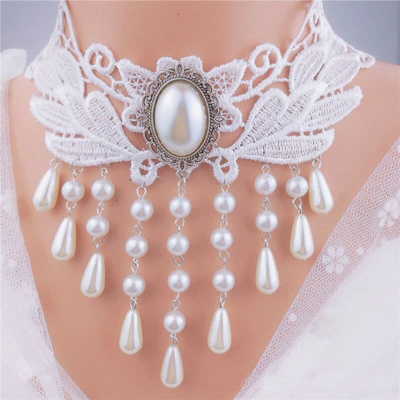 White accessory, necklace, choker, chain for key bag  with tassels, European style 4
