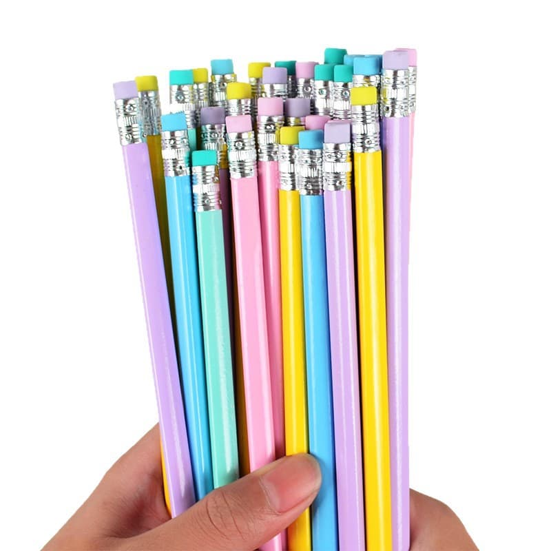 Candy color pencil elementary school student writing pencil small leather head HB pencil macaron log pencil jelly pencil 5