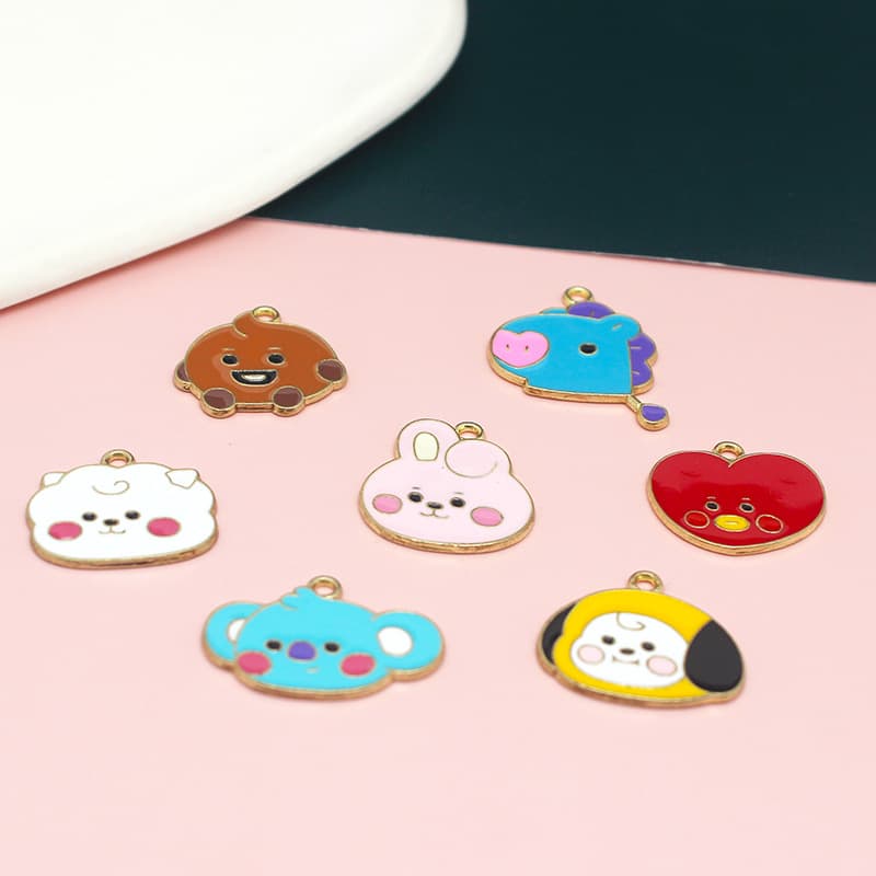 Cartoon metal earrings, necklace, pendant, hair accessory, DIY 2