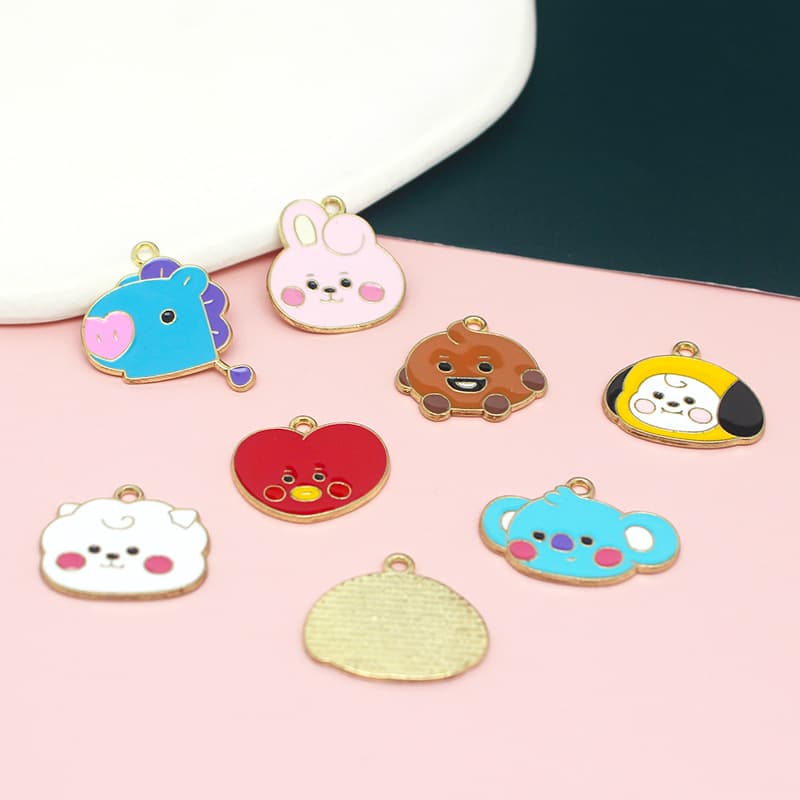 Cartoon metal earrings, necklace, pendant, hair accessory, DIY 3