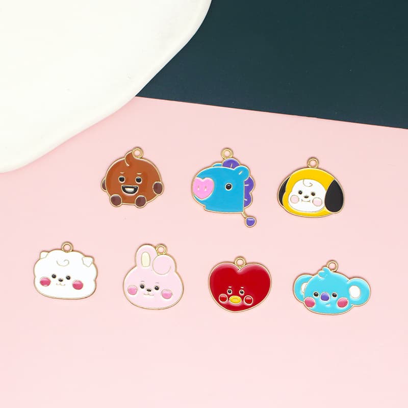 Cartoon metal earrings, necklace, pendant, hair accessory, DIY 4
