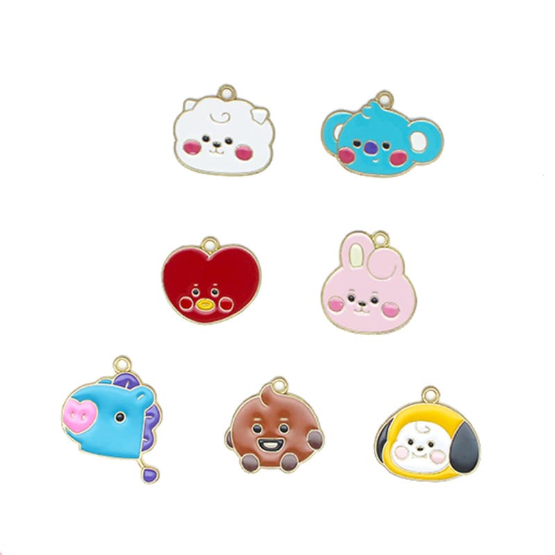 Cartoon metal earrings, necklace, pendant, hair accessory, DIY 5