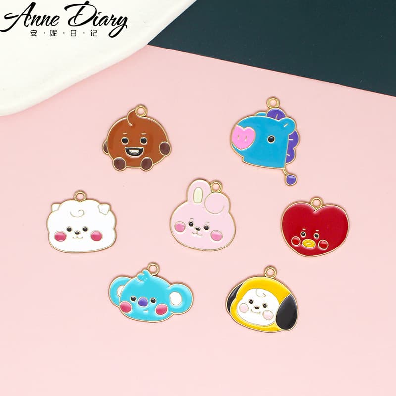 Cartoon metal earrings, necklace, pendant, hair accessory, DIY 1