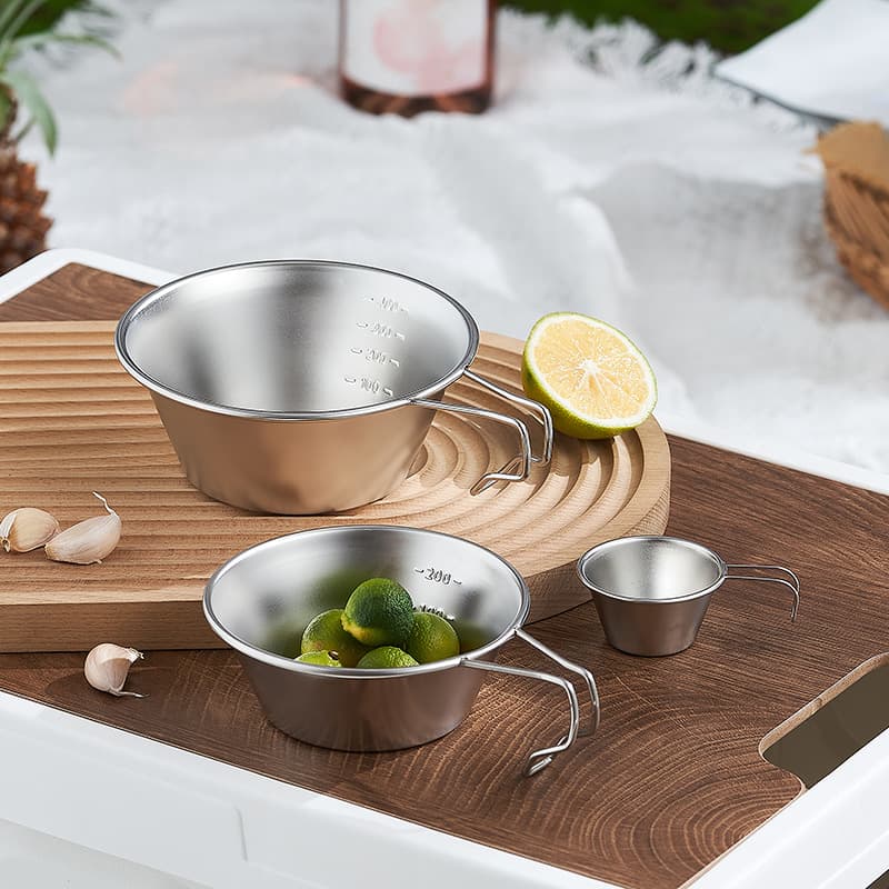 Outdoor 304 stainless steel snow -pull bowl portable folding camper camping camping folding Xuera cup picnic stranded bowl