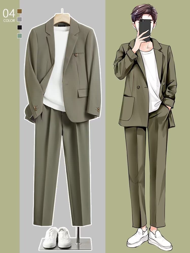 Men's summer classic suit for leisure, trend jacket, loose fit, Korean style, high-quality style