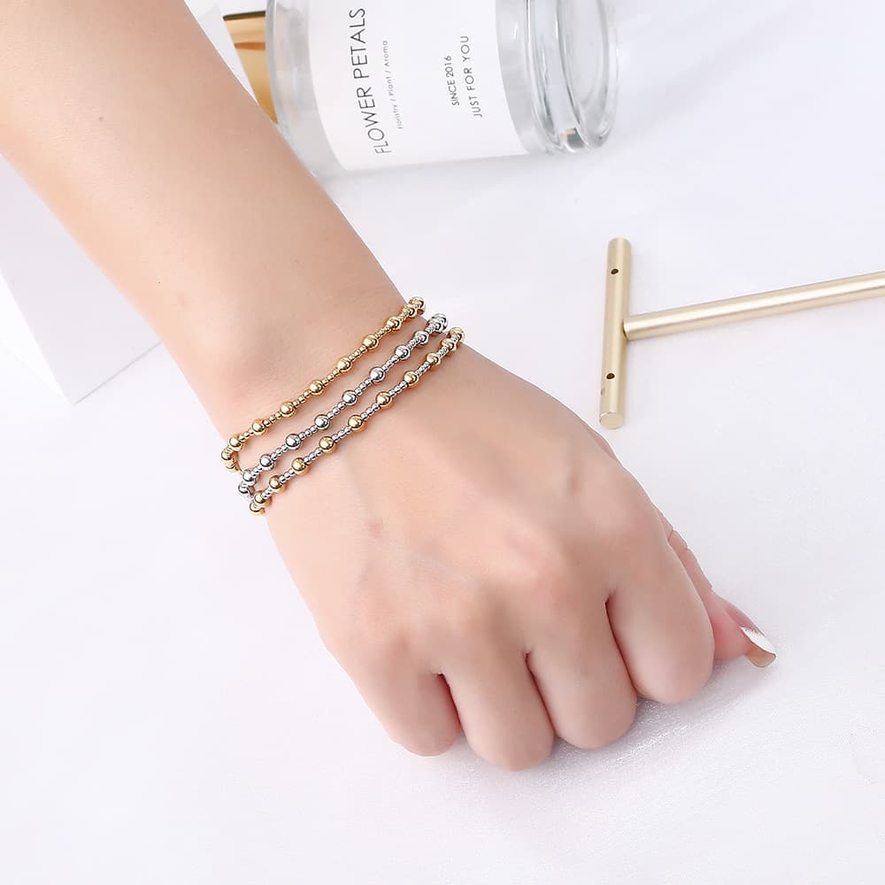 Metal jewelry stainless steel, classic small quality waterproof elastic bracelet, 750 sample gold 3