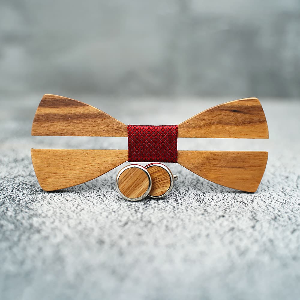 Wooden bow tie for adults, set, scarf, 2021 collection 3