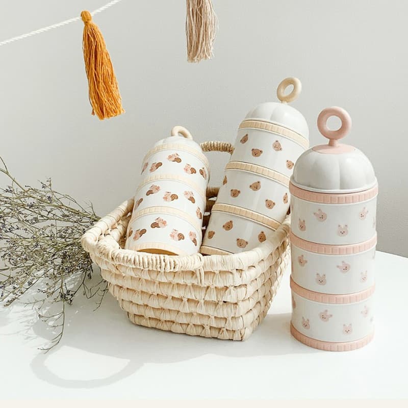 Банка для хранения for baby, handheld storage box, with little bears, western style 4