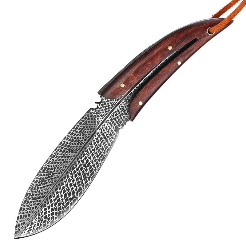 Lingyu outdoor knife, feather pattern straight knife collection gift knife, fruit knife outdoor anti -body sword surviving sword 5