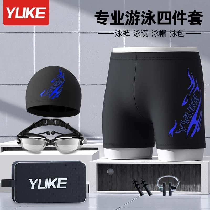 Trousers, waterproof men's fashionable swimwear for swimming, swimming cap, professional set, swimming accessory, plus size 2