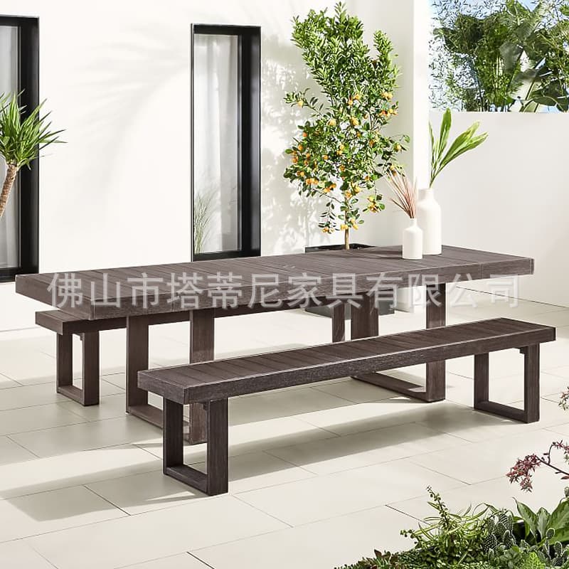 Outdoor courtyard tables and chairs, outdoor garden balcony, anti-corrosion wood furniture, terrace villa leisure anti-corrosion bench combination 4
