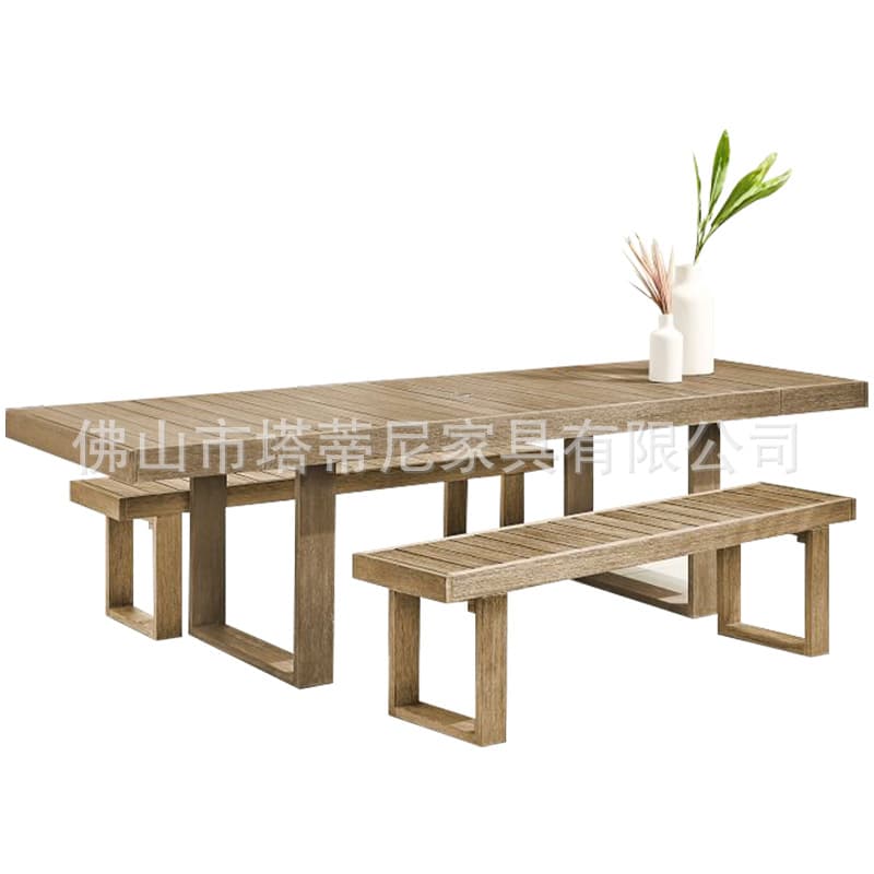 Outdoor courtyard tables and chairs, outdoor garden balcony, anti-corrosion wood furniture, terrace villa leisure anti-corrosion bench combination 5