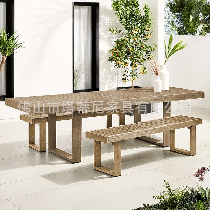 Outdoor courtyard tables and chairs, outdoor garden balcony, anti-corrosion wood furniture, terrace villa leisure anti-corrosion bench combination 1
