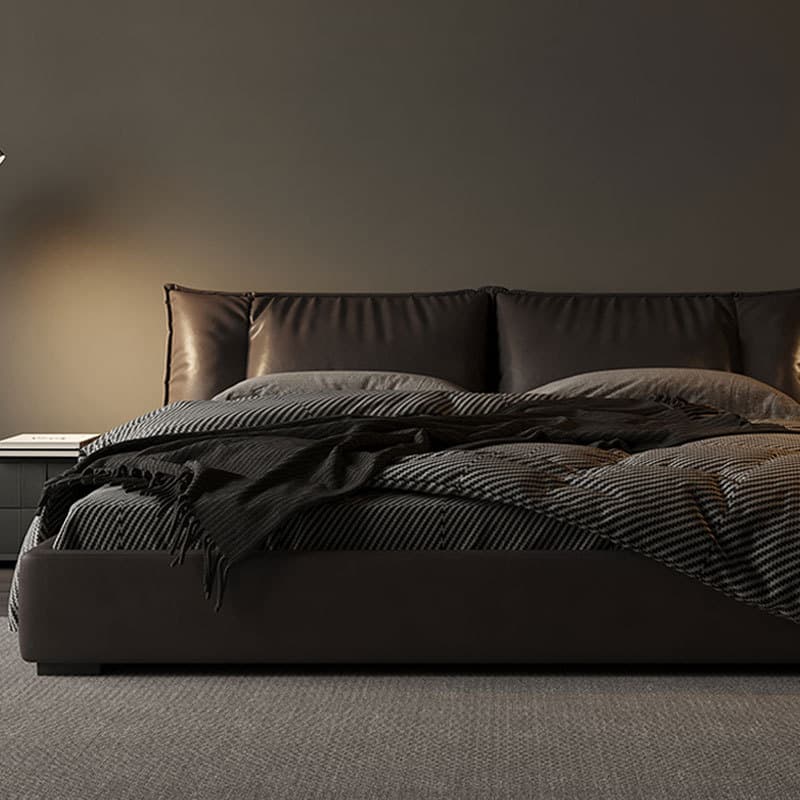 Minimalistic leather tape for bed with down, cowhide, 2meter 2