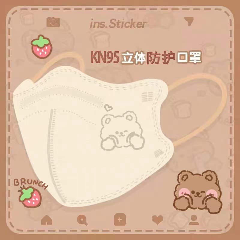 Aweei Shield KN95 independent 5D three -dimensional mask anti -haze anti -dust cartoon printing cover steel print adult 3