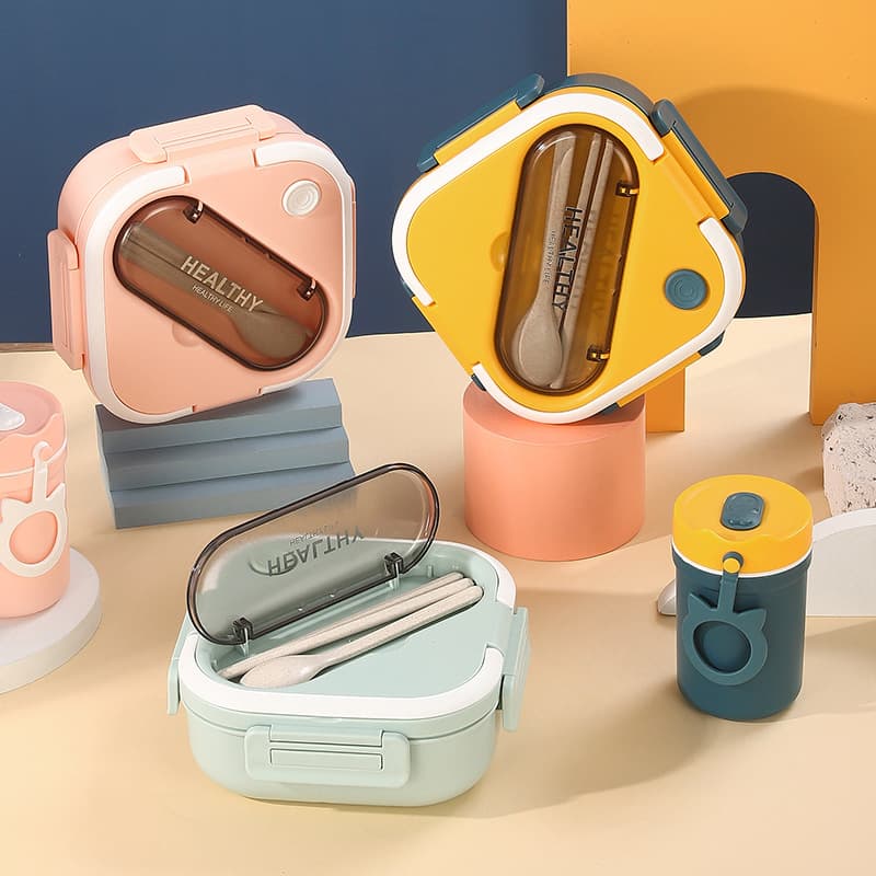 Lunch Box plastic rice box Japanese bento box new square -shaped square -hop -shaped student snack box lunch box 2