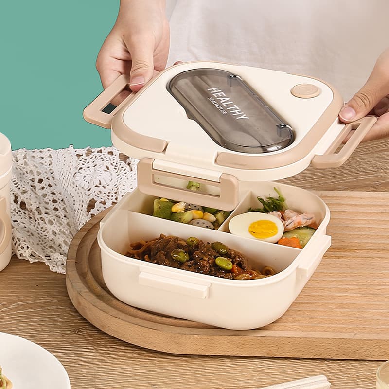 Lunch Box plastic rice box Japanese bento box new square -shaped square -hop -shaped student snack box lunch box 3
