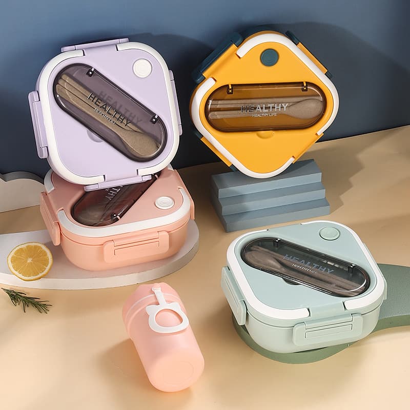 Lunch Box plastic rice box Japanese bento box new square -shaped square -hop -shaped student snack box lunch box 1