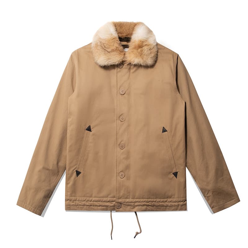 OKONKWO Navy N-1 jacket aircraft carrier deck service DECK JACKET pure-colored rabbit hair big hair N1 cotton clothing 4