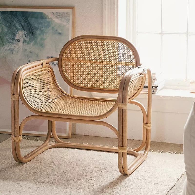 Nordic rattan sofa chair combination indoor homestay Feng Indonesian rattan bilateral chair leisure simple vine chair 2