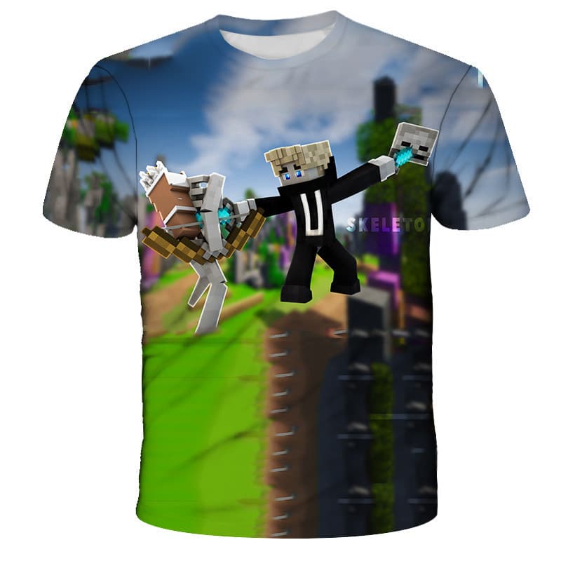 2023 Summer Cross -border Game MINECRAFT My World 3D Digital Printing Sports Leisure Cartoon Short Sleeve 4