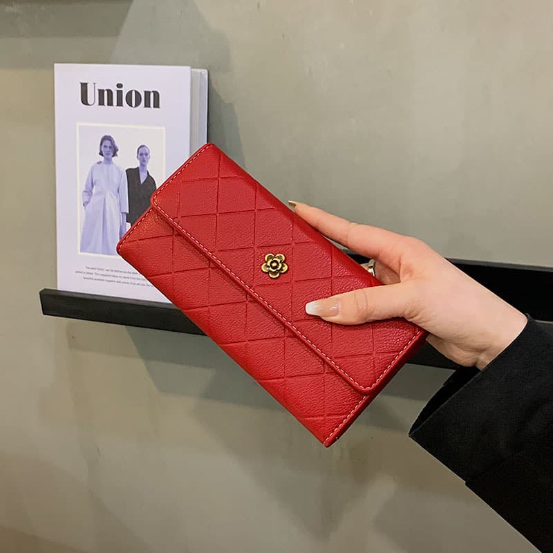 Mountain tea, long wallet, shoulder bag, folding capacious small clutch bag, Korean style 3