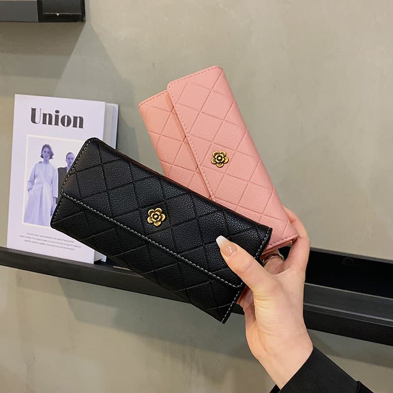 Mountain tea, long wallet, shoulder bag, folding capacious small clutch bag, Korean style 4