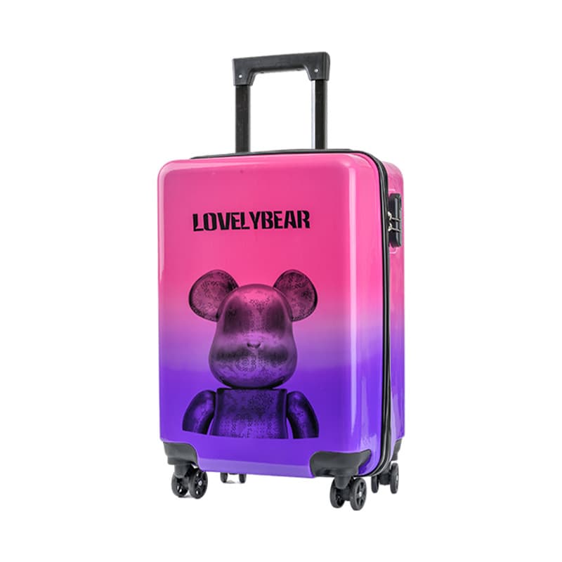 (Wholesale), capacious universal suitcase, 20 inch, gradient, with little bears 5