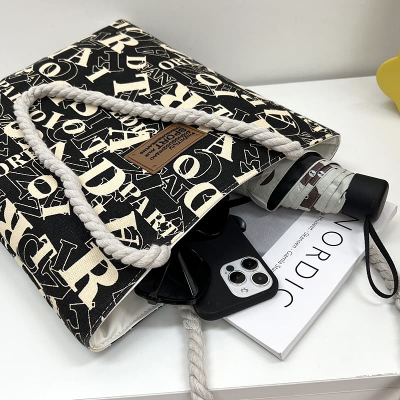 Shoulder bag, shopping bag, capacious one-shoulder bag, city style, Korean style 4