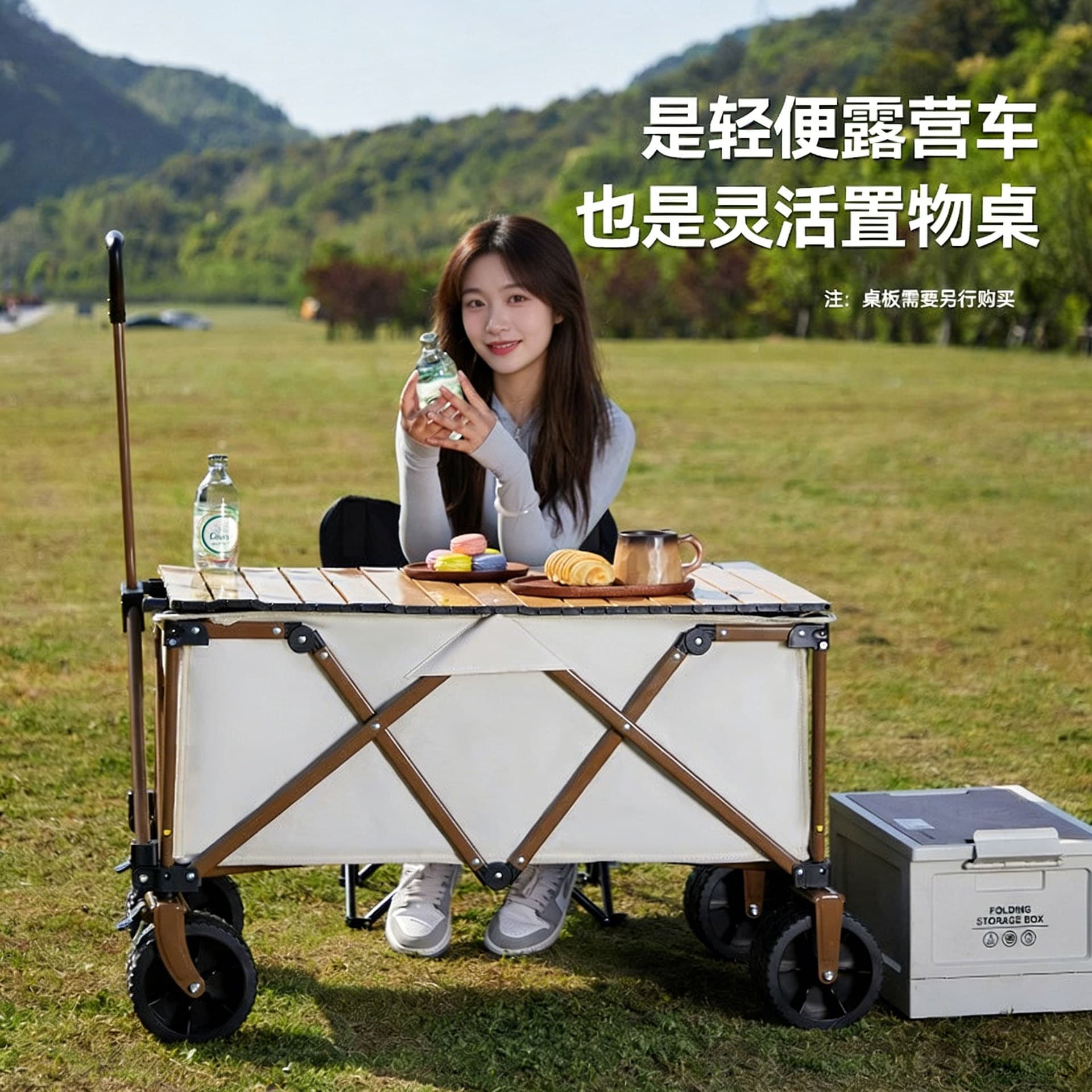 Travel handheld folding cart for camping, camper van 1