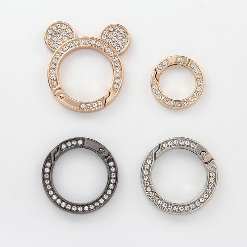 Diamond spring ring with diamond zinc alloy split ring metal car keychain diy parts accessories gifts wholesale 3