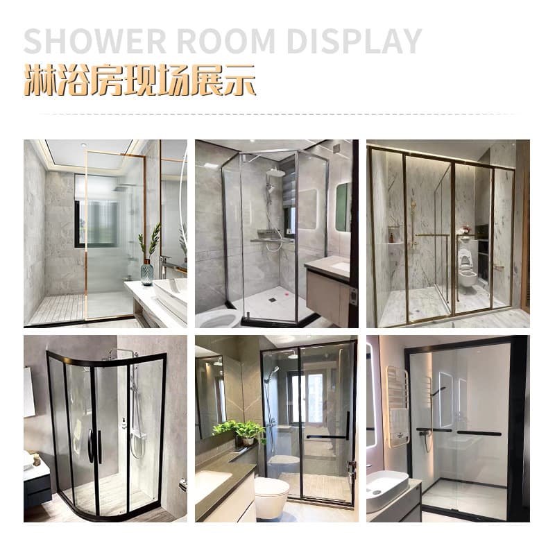 Stainless steel bathroom door arc sector shower room household engineering dry and wet separation integrated bathroom shower partition 3