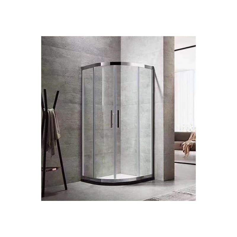 Stainless steel bathroom door arc sector shower room household engineering dry and wet separation integrated bathroom shower partition 5