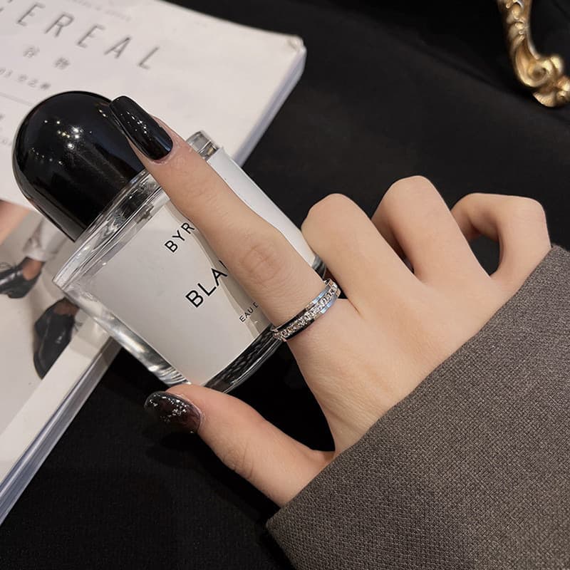 (Wholesale), wedding ring stainless steel, ring with stone with zircon, diamond encrusted, for beloved, light luxury style 3