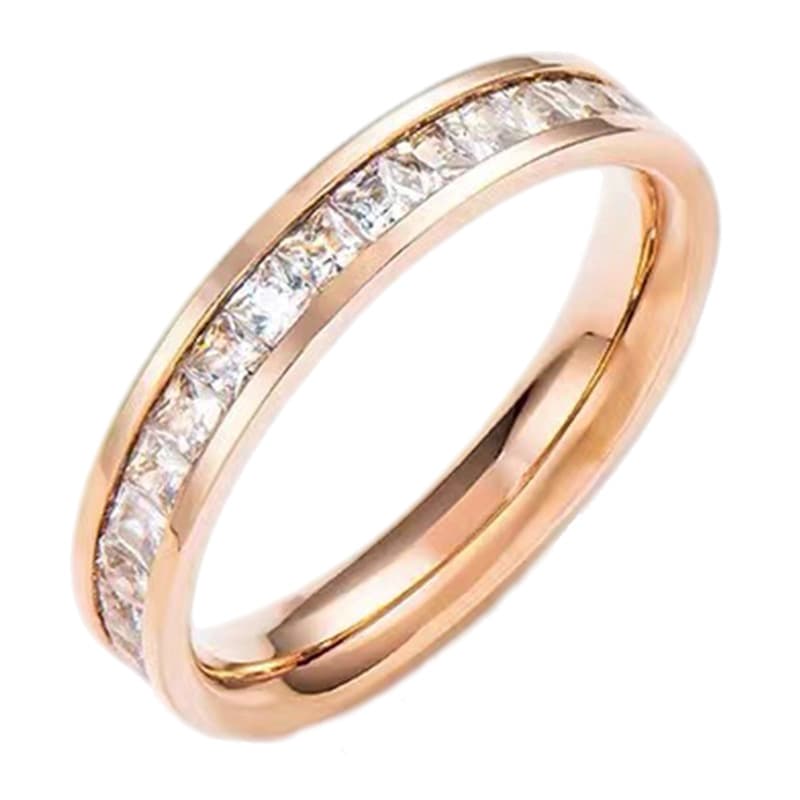 (Wholesale), wedding ring stainless steel, ring with stone with zircon, diamond encrusted, for beloved, light luxury style 5