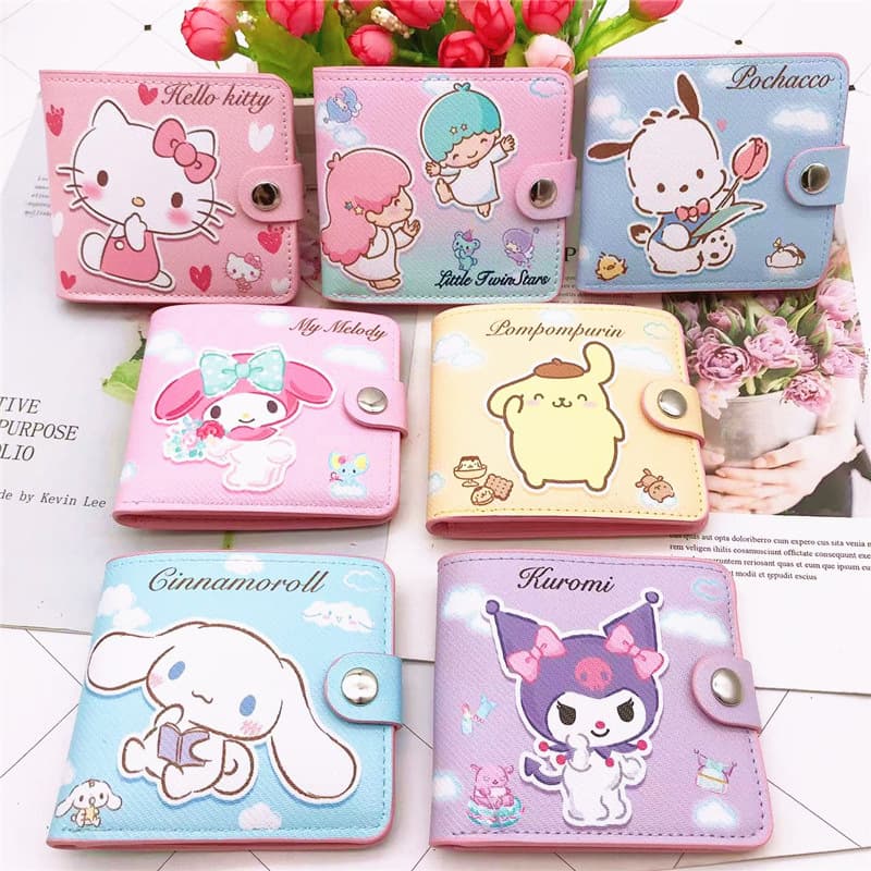 Japanese cartoon polyurethane wallet, short coins, storage system